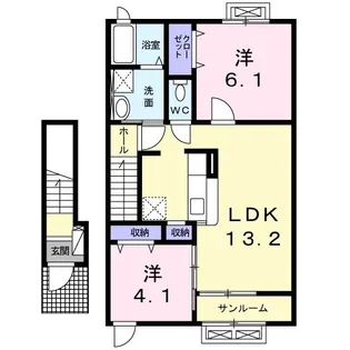 サニーヒルハウス【2階】の間取り