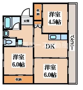 ビレッジハウス三輪崎【5階】の間取り