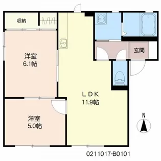 照波園ホーフ B棟【1階】の間取り