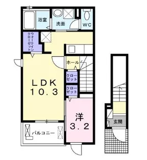 愛知県名古屋市緑区定納山2【アパート】の間取り