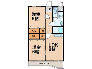 ヴェルディ羽川C館【1階】の間取り