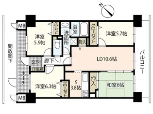 パルメゾン野間園弐番館【10階】の間取り