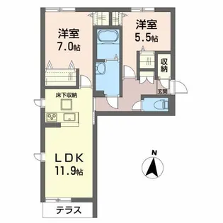 クラッシィ中央 II番館【1階】の間取り