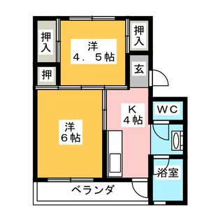 ビレッジハウス小屋名 1号棟【2階】の間取り
