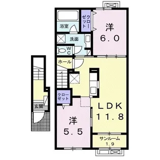 2LDKの間取り画像