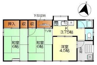 宮首アパート【2階】の間取り