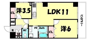 ライオンズマンション神戸元町第2【5階】の間取り