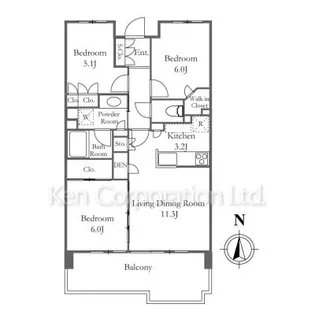 桜上水ガーデンズ【5階】の間取り
