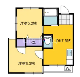 徳島県板野郡藍住町勝瑞字東勝地【アパート】の間取り