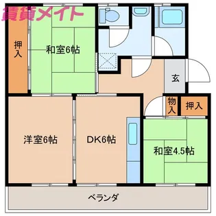 笹川公団 102棟【3階】の間取り