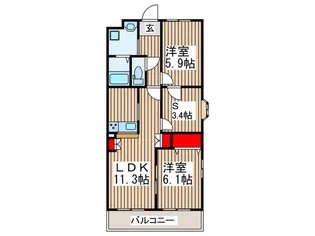 ランドロードU A棟【2階】の間取り