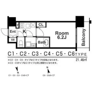 エスリード梅田グレイス【6階】の間取り
