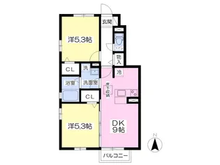 ユニティータウン菜根屋敷B【1階】の間取り