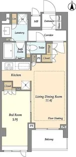 LIBRGRANT四谷三丁目【5階】の間取り