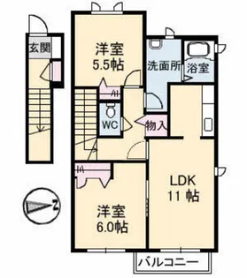 カルムハイツ【2階】の間取り
