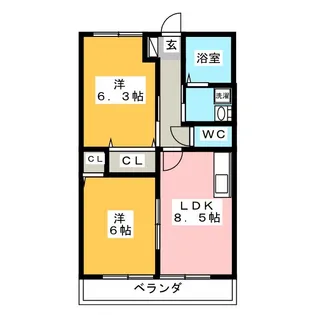 ハイツ沙羅【2階】の間取り