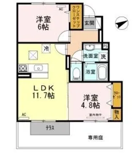 メルベイユ【1階】の間取り