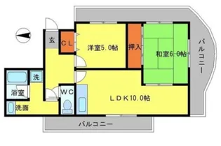 山田マンションビューテラス【2階】の間取り