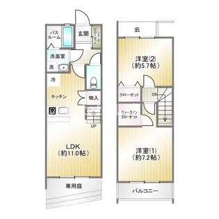 ワコーレヴィアーノ神戸会下山【1階】の間取り