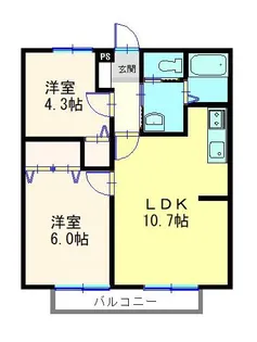 ビーラインシェリールA【2階】の間取り
