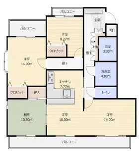グランドメゾン東山元町【1階】の間取り