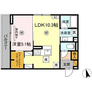 D-Invest東原A A【1階】の間取り
