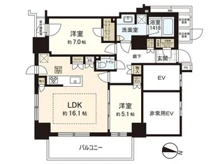 レ・ジェイド札幌大通ザ・タワー【15階】の間取り