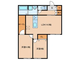 ベルシャイン神山【1階】の間取り