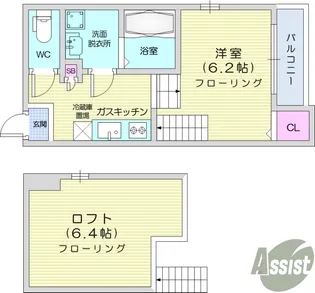 ハーモニーテラス八乙女【1階】の間取り