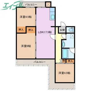 グランドヒルズ桔梗が丘1号棟【2階】の間取り
