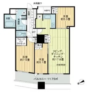 ザ・パークハウス西新宿タワー60【39階】の間取り