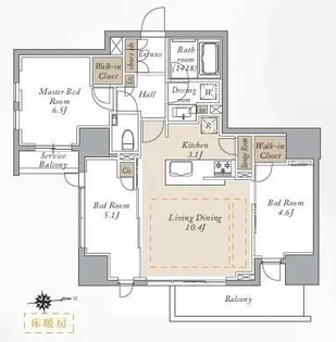 プライマルシティ神楽坂【8階】の間取り