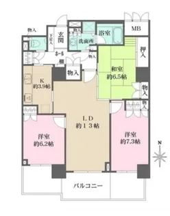 ゲートシティ大崎サウスパークタワー【9階】の間取り