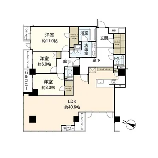 ザ・パークハウス芦屋川【4階】の間取り