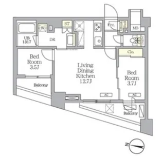 NOGATA RESIDENCE【7階】の間取り