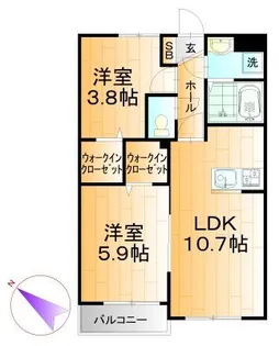 ミリアビタ稲荷木【2階】の間取り