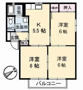 パレスR II【2階】の間取り