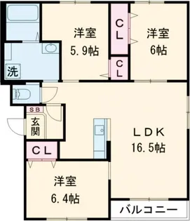 ウィンザーコート的場【1階】の間取り