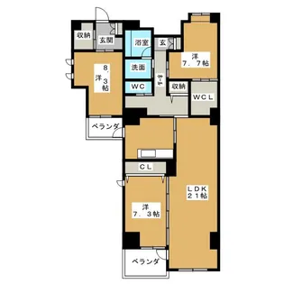 アンソレイエ覚王山【4階】の間取り