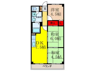 パ-クハイツミシマII【4階】の間取り