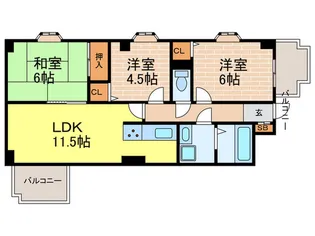 ゼフィ-ル芦屋【3階】の間取り