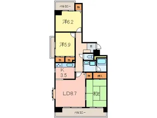 森南グリ-ンマンション【3階】の間取り