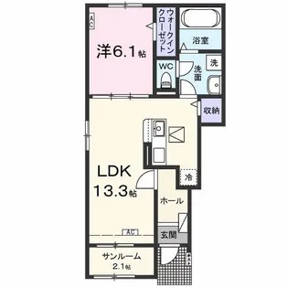 ベルカーナ 福(フク)【1階】の間取り