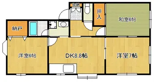 アベニュー上山A棟【1階】の間取り