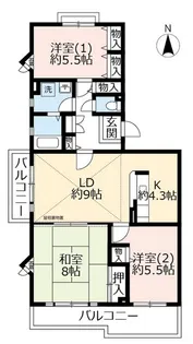 URアミティ光台【4階】の間取り