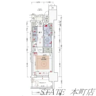 エステムプラザ大手前エヴァース【8階】の間取り