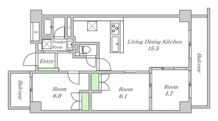 ガーデン松崎【6階】の間取り