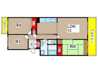 東砂三丁目ハイツ【2階】の間取り