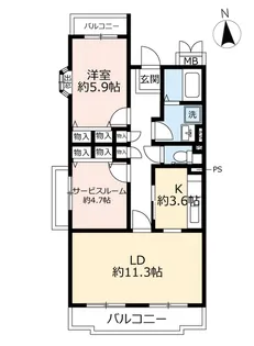 URプロムナード三好丘【2階】の間取り