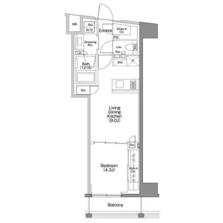 ザ・パークハビオSOHO代々木公園【2階】の間取り